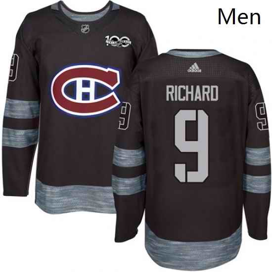 Mens Adidas Montreal Canadiens 9 Maurice Richard Authentic Black 1917 2017 100th Anniversary NHL Jersey